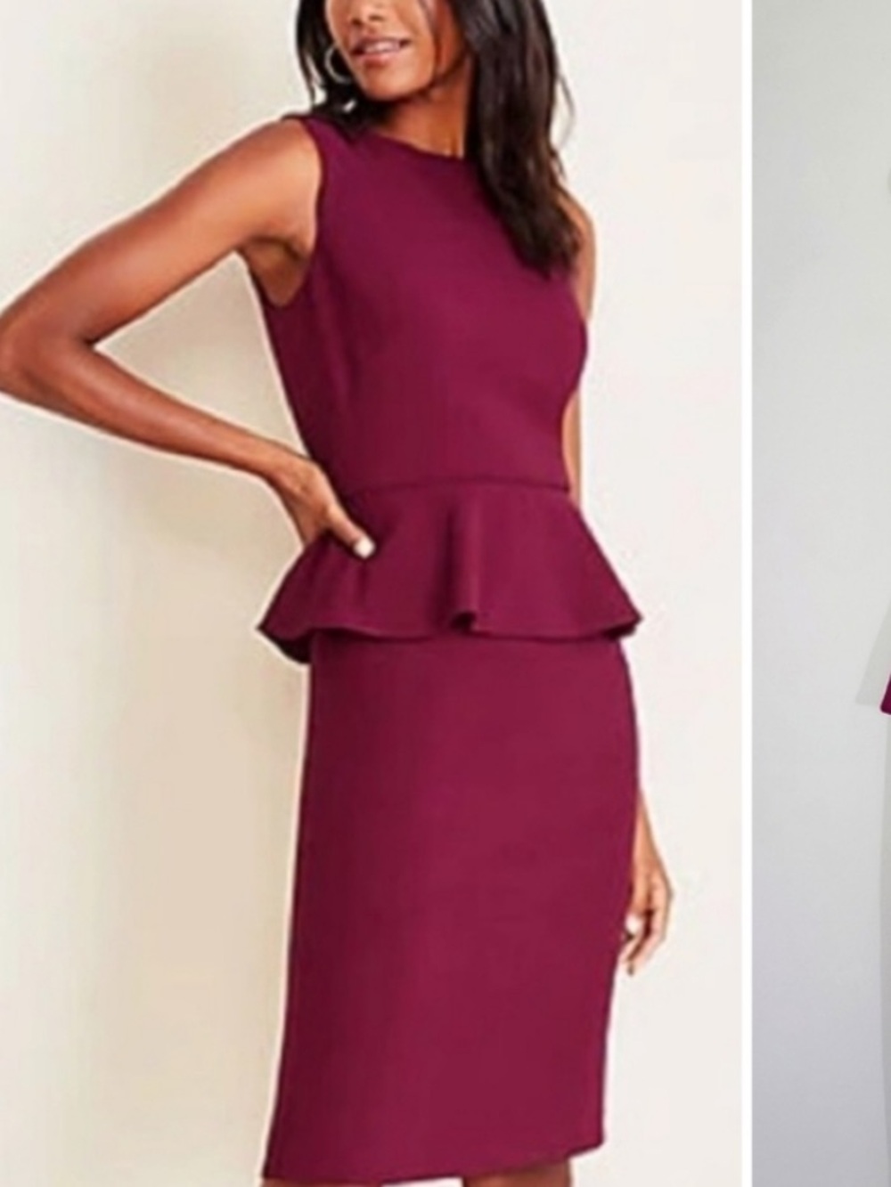 Ann Taylor Sleeveless Peplum Sheath Dress in Berry SZ 0 NWOT